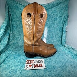 VTG  ACME Light Brown Leather Western Cowboy Boots Pointed Toe Men’s Size 9.5